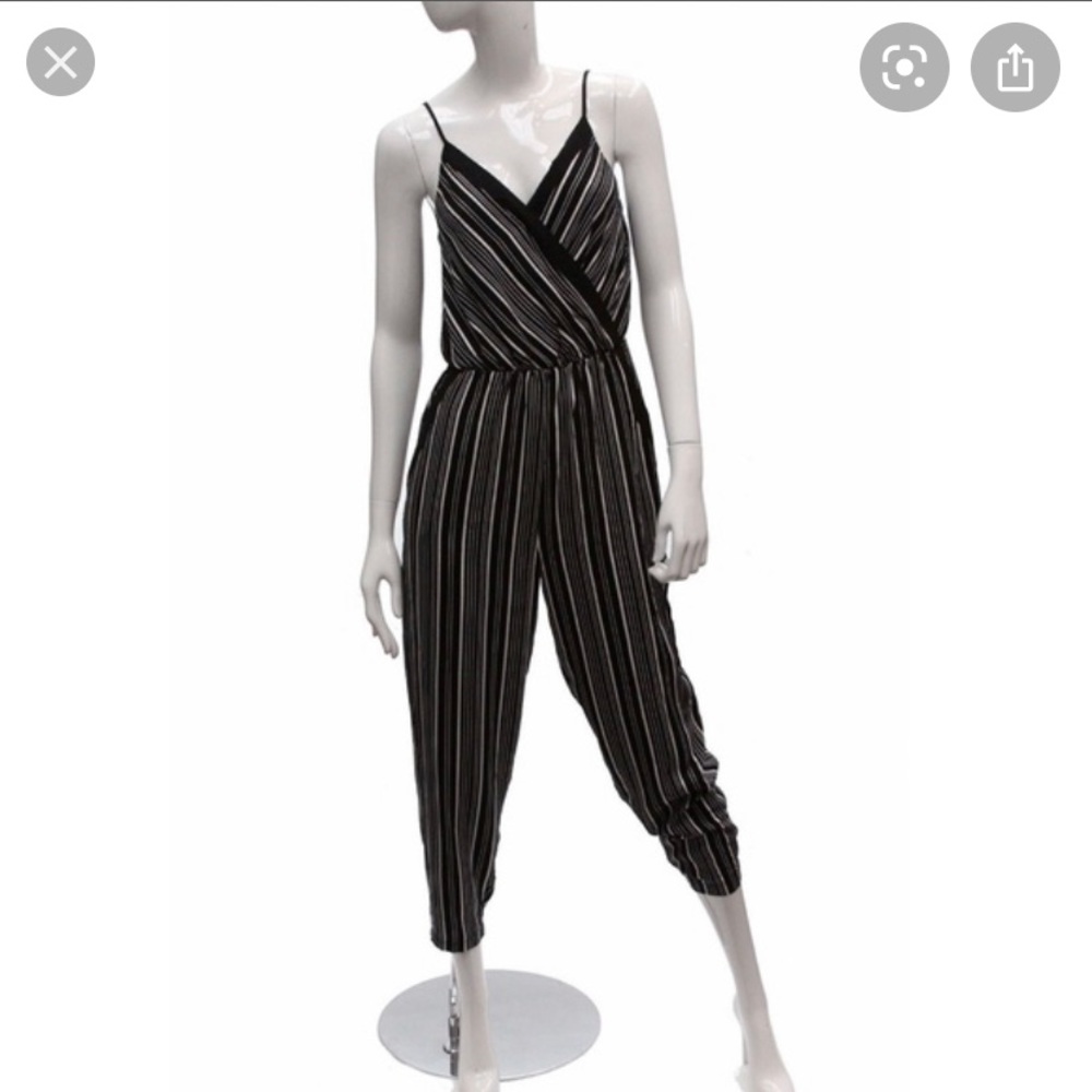 Bar III black and white striped jumpsuit
